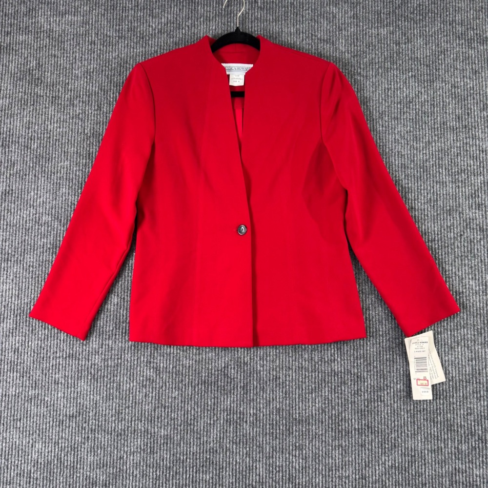VTG Jessica Howard Womens 8‎ Red Power Blazer NWT Boss Style Career Jacket Retro